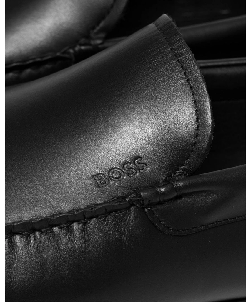 Hugo Boss Noel Mens Nappa Leather Moccasins with Driver Sole and Full Lining - Black - Size UK 10